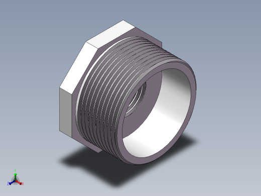 转接头-内外丝异径 DN40-DN15正等轴测缩略图