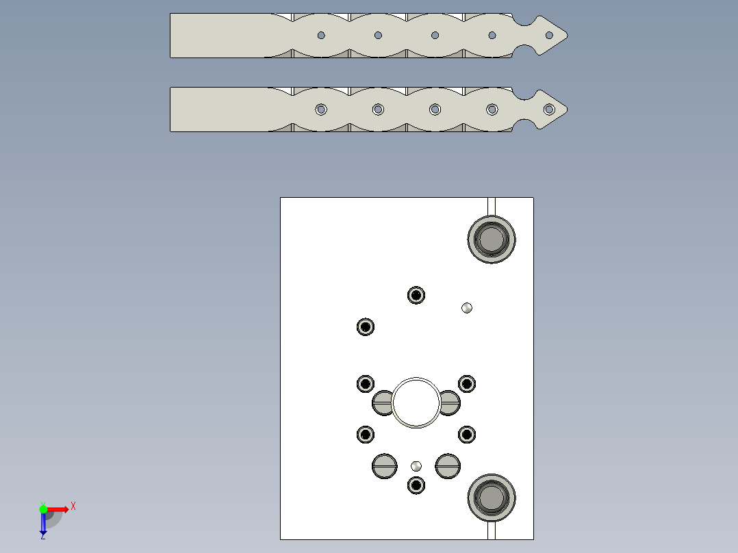 打孔和倒角冲压模具俯视图