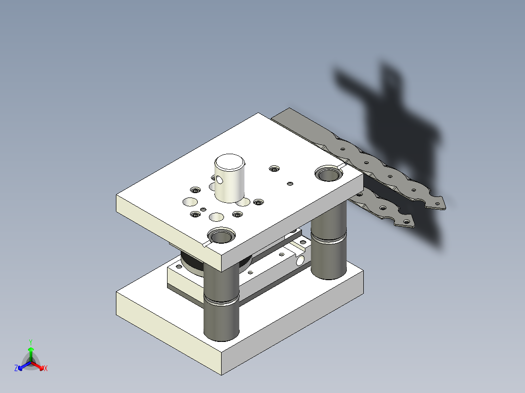 打孔和倒角冲压模具正等轴测图