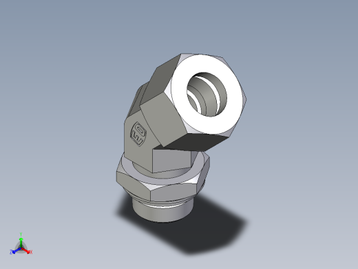 卡套式工业通用硬管接头EO_Adjustable_locknut_45_deg_elbow_VEE20SRCF正等轴测缩略图