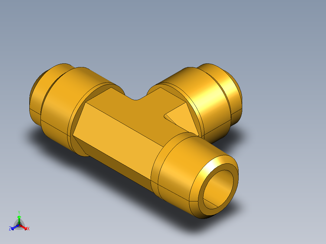 扩口式工业通用硬管接头Male Run Tee 151F-8-6正等轴测图