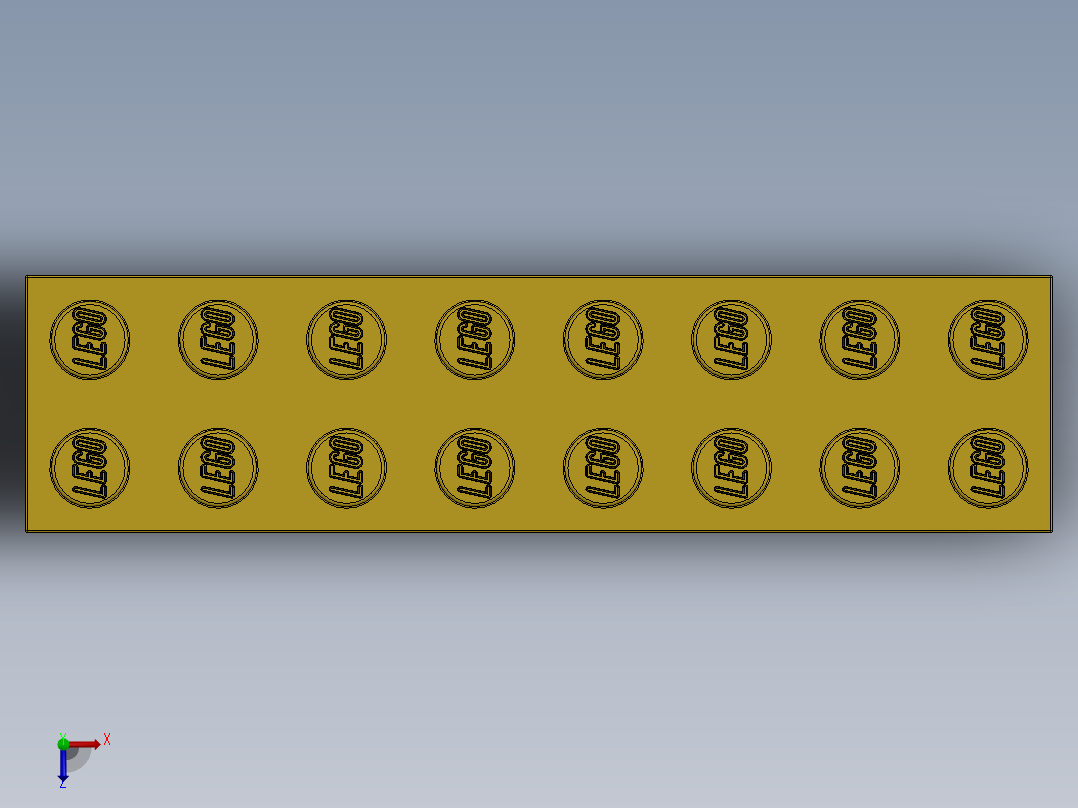 乐高套装 4421基本积木-300724 Bright Yellow Brick 2 x 8.SLDPRT俯视图