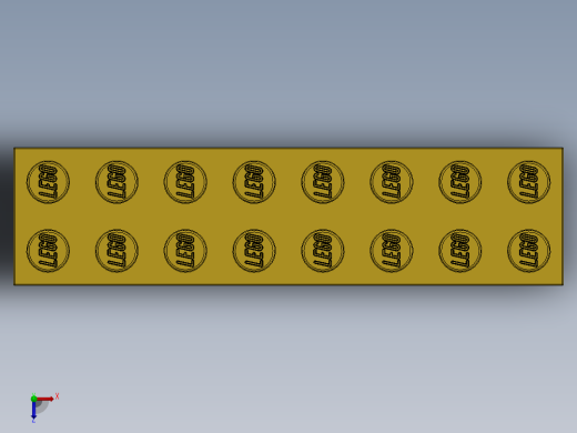 乐高套装 4421基本积木-300724 Bright Yellow Brick 2 x 8.SLDPRT俯视缩略图