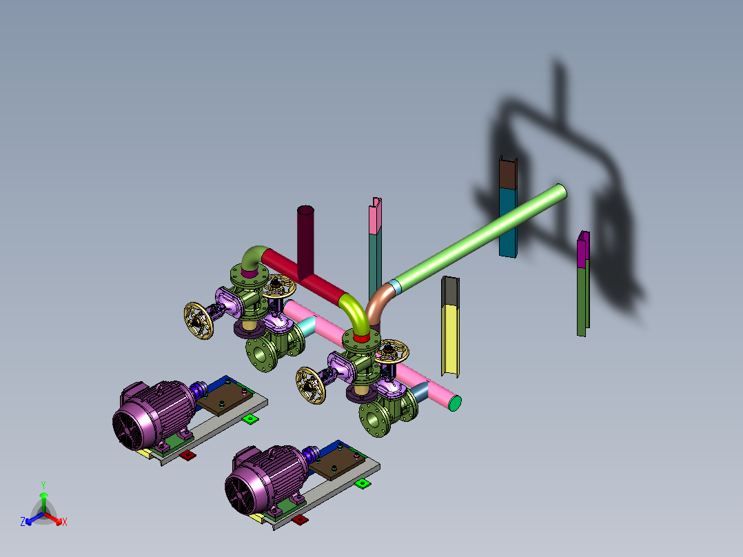 罐泵化工加药装置正等轴测图