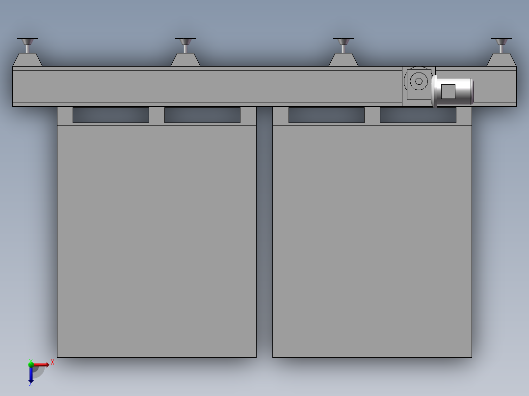 动力滚筒输送平台俯视图