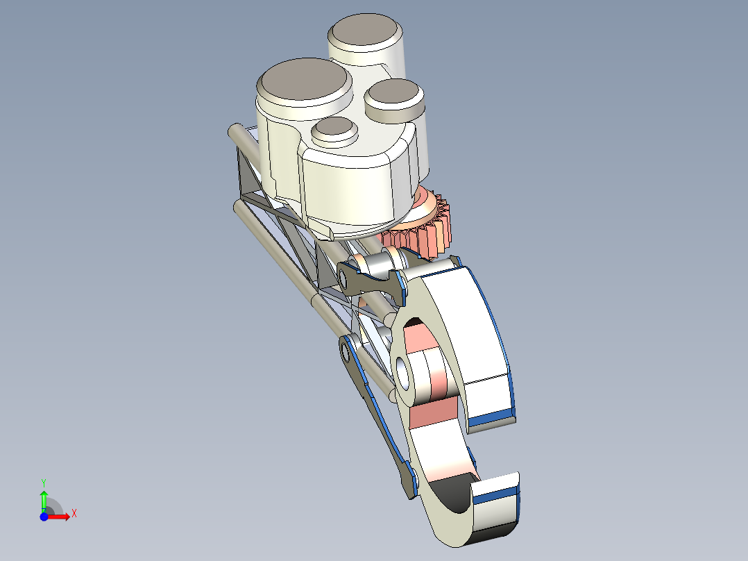齿轮齿条型夹爪前视图