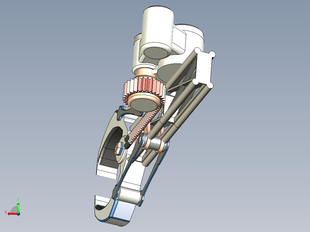 齿轮齿条型夹爪后视图