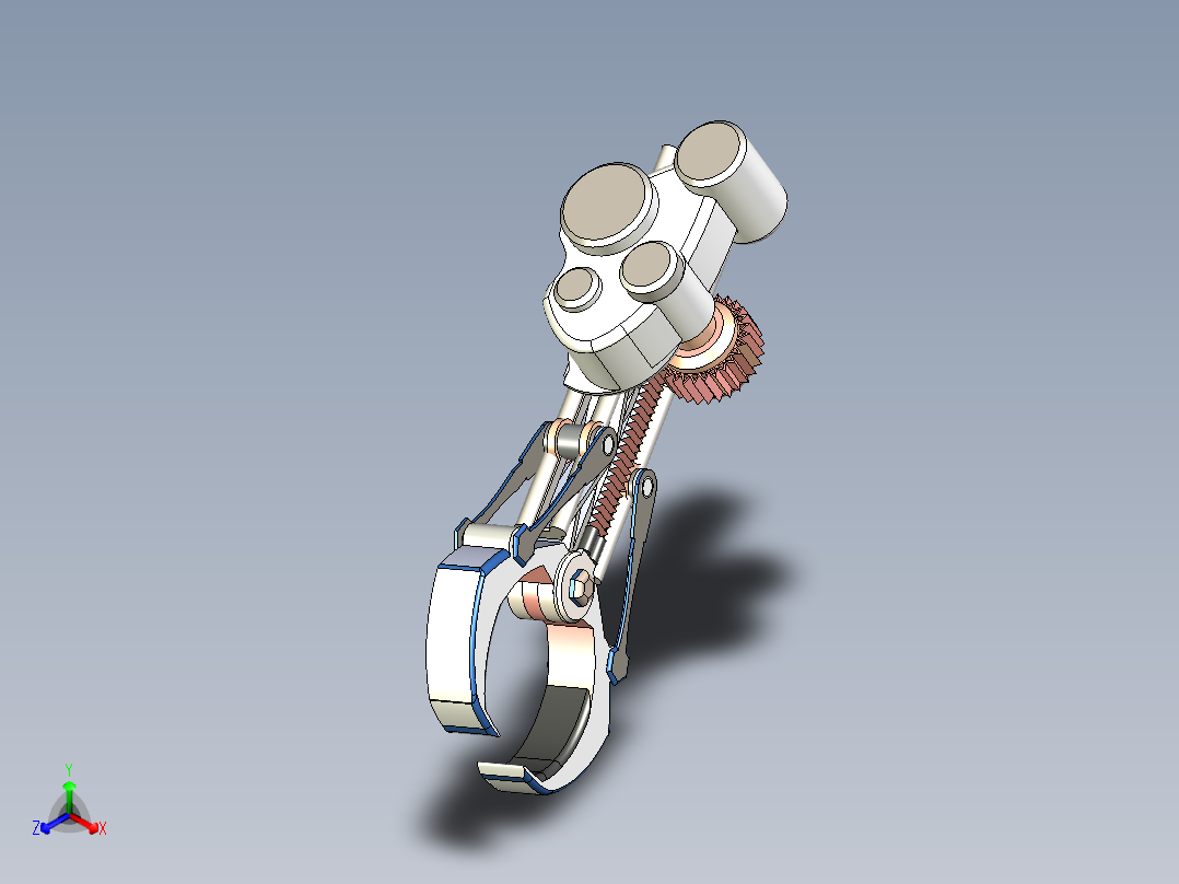 齿轮齿条型夹爪正等轴测图