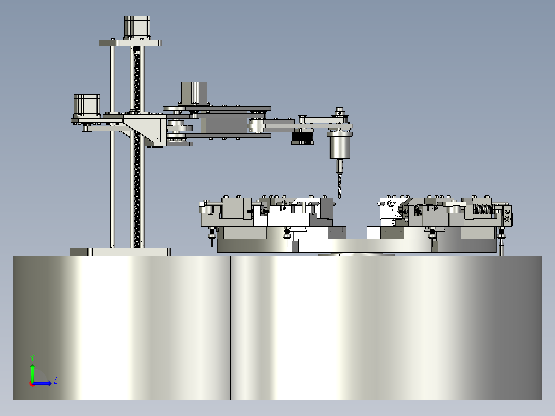物料的圆柱度自动化检测工作台左视图