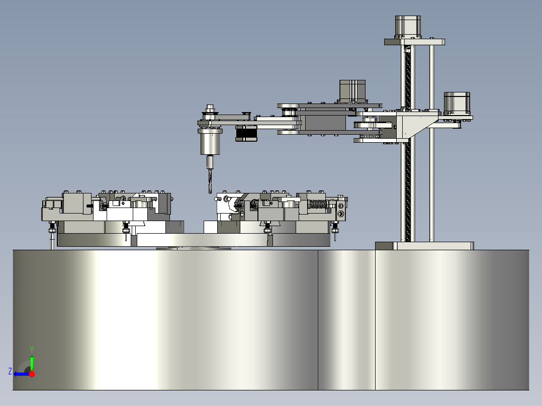 物料的圆柱度自动化检测工作台右视图