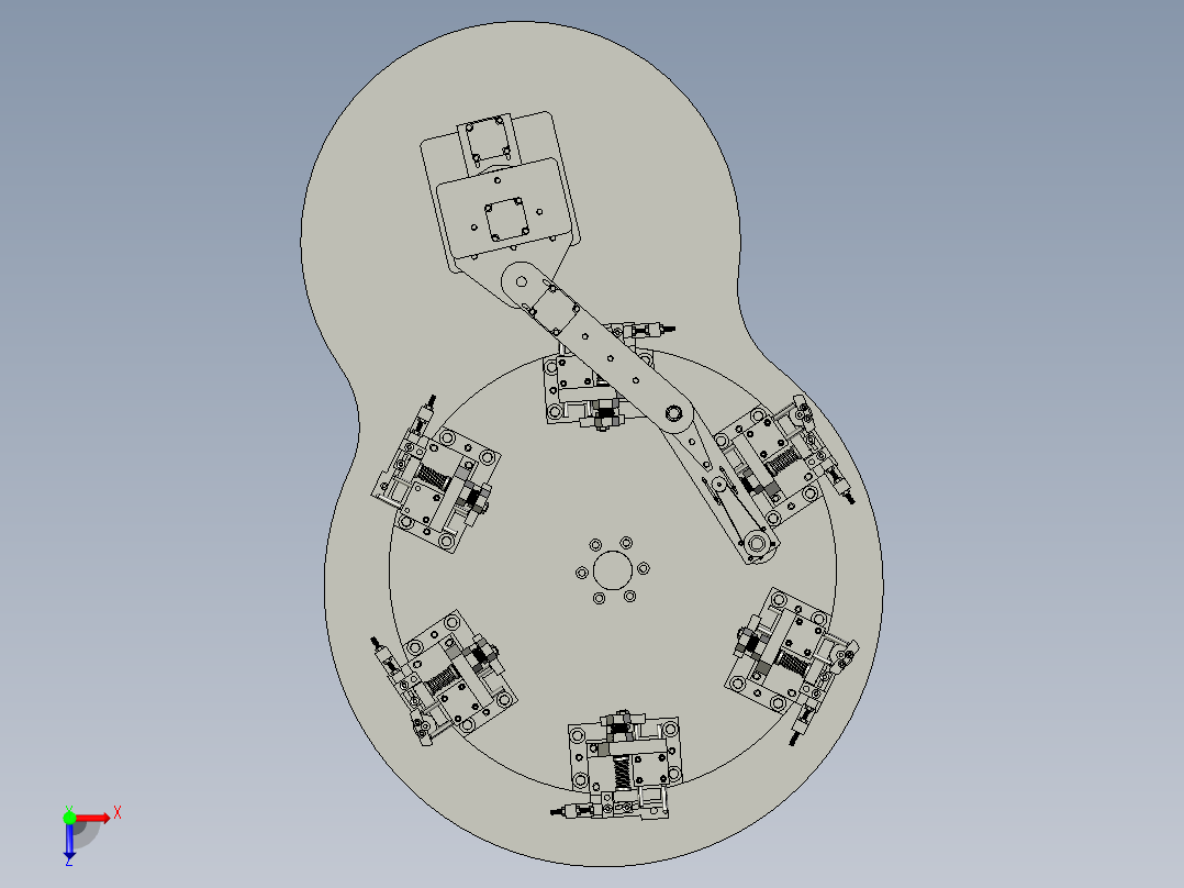 物料的圆柱度自动化检测工作台俯视图