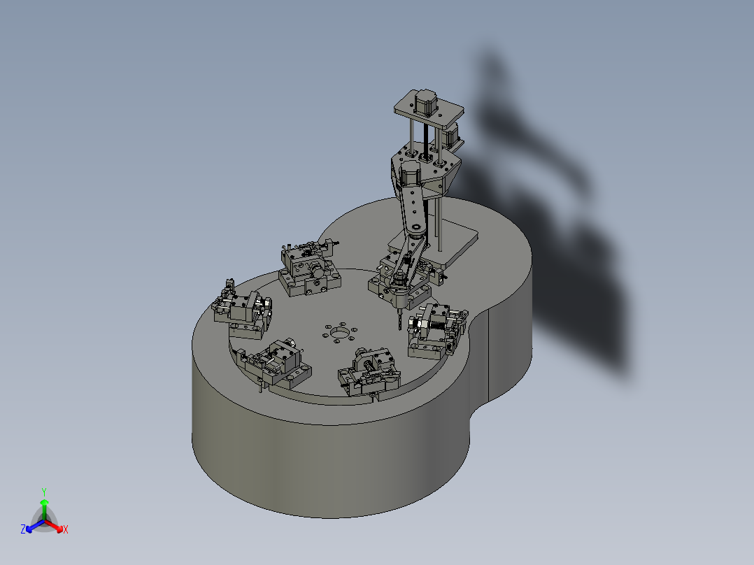 物料的圆柱度自动化检测工作台正等轴测图
