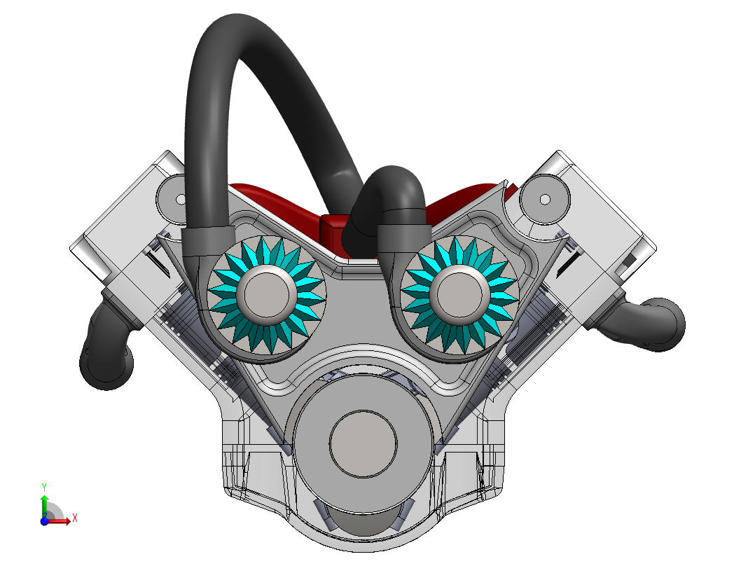 V6 发动机总成前视图