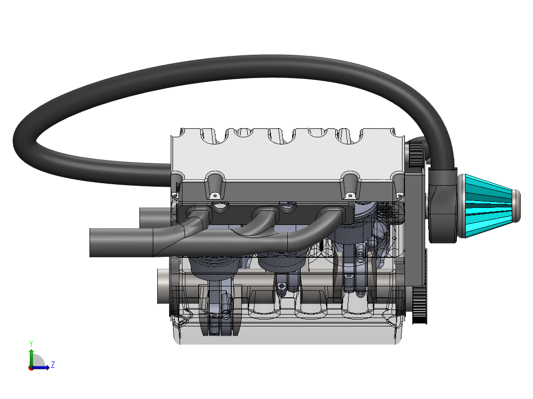 V6 发动机总成左视图