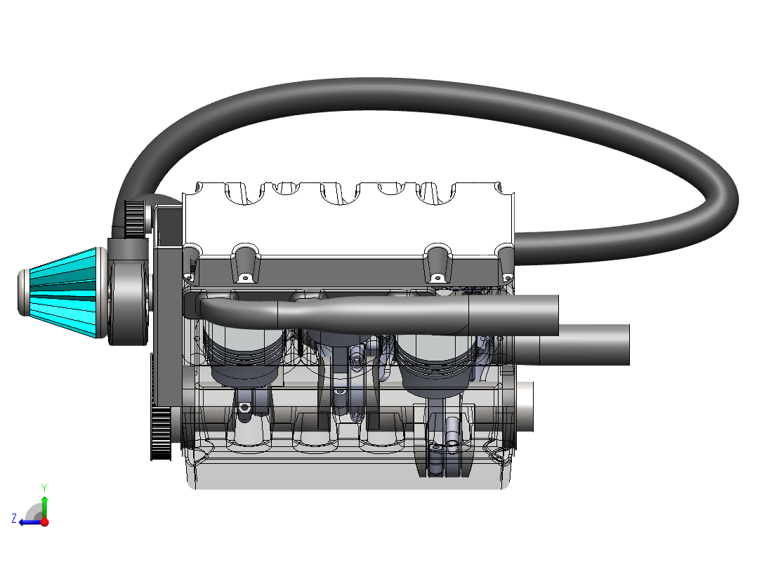 V6 发动机总成右视图