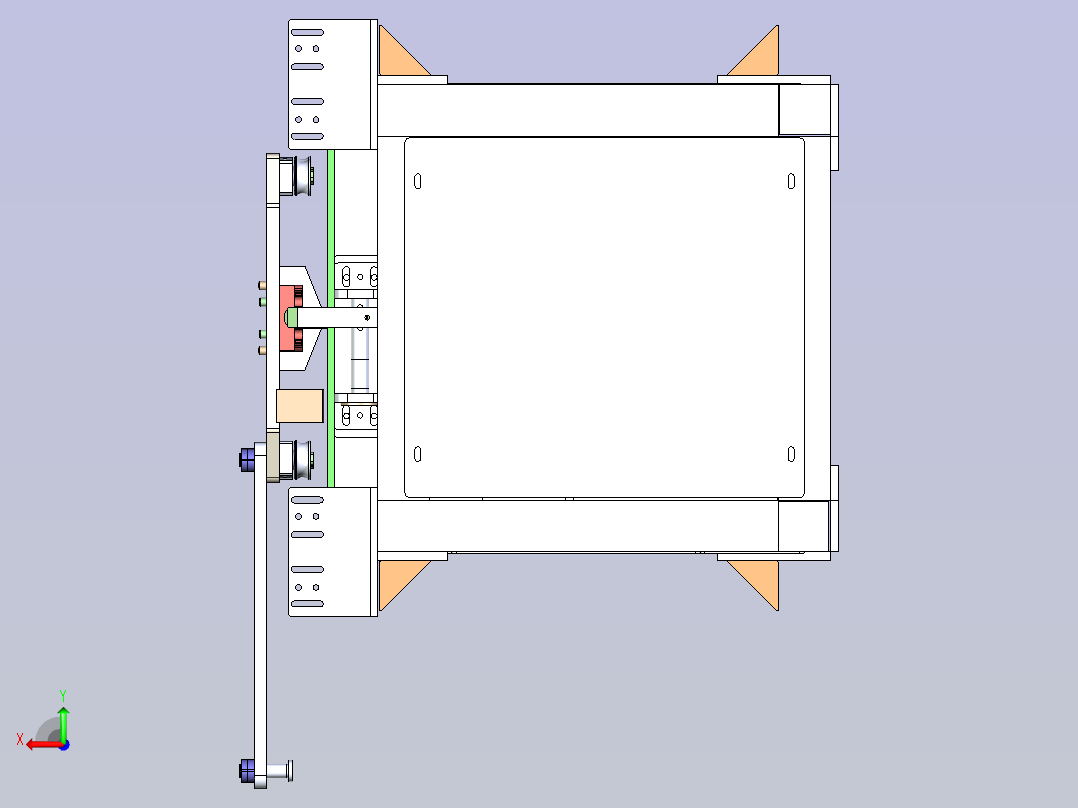 双轨印花机中间组件后视图