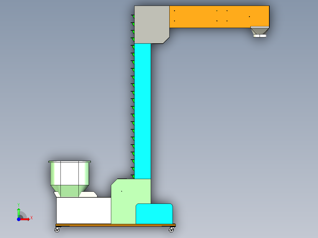 Z形提升机、用于颗粒物料输送前视图