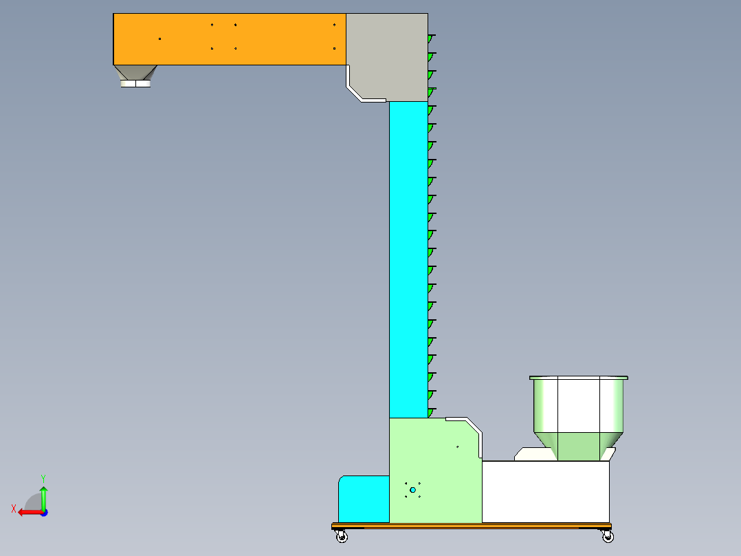 Z形提升机、用于颗粒物料输送后视图