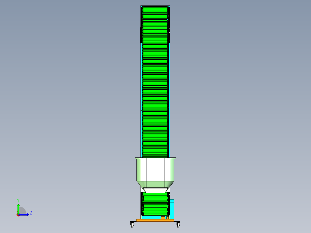 Z形提升机、用于颗粒物料输送左视图