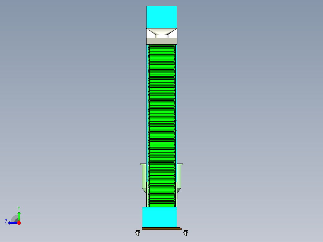 Z形提升机、用于颗粒物料输送右视图