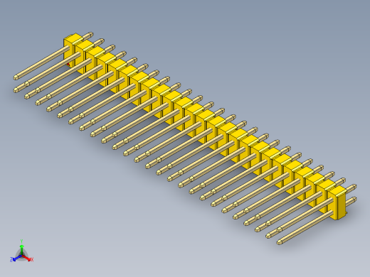 彩色公头100mil（2.54mm）系列-DS1021_yellow_2x25p_100mil_Type5_rev1.0正等轴测缩略图