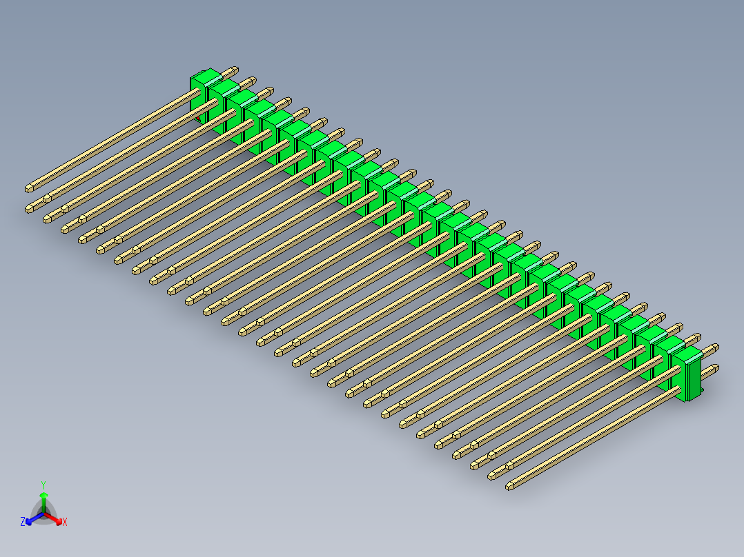 彩色公头100mil（2.54mm）系列-DS1021_green_2x28p_100mil_Type43_rev1.0主视图