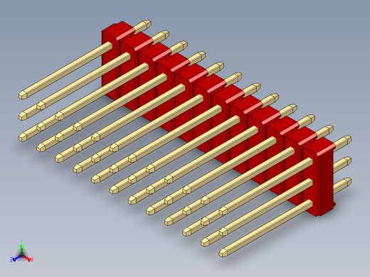 彩色公头100mil（2.54mm）系列-DS1021_red_3x12p_100mil_Type5_rev1.0正等轴测缩略图