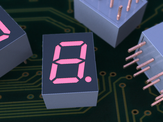 7段显示屏，LED，通孔组件，7毫米字符