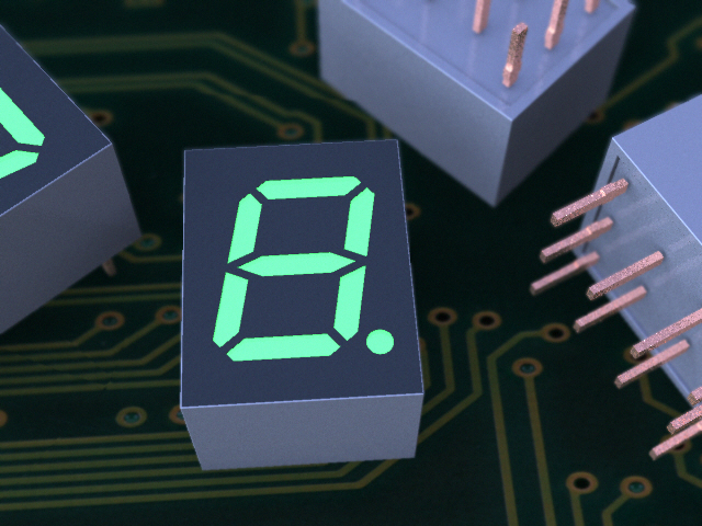 7段显示屏，LED，通孔组件，7毫米字符