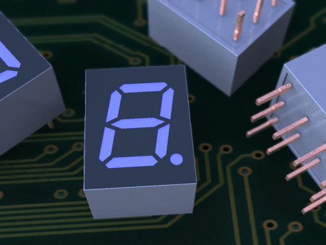 7段显示屏，LED，通孔组件，7毫米字符