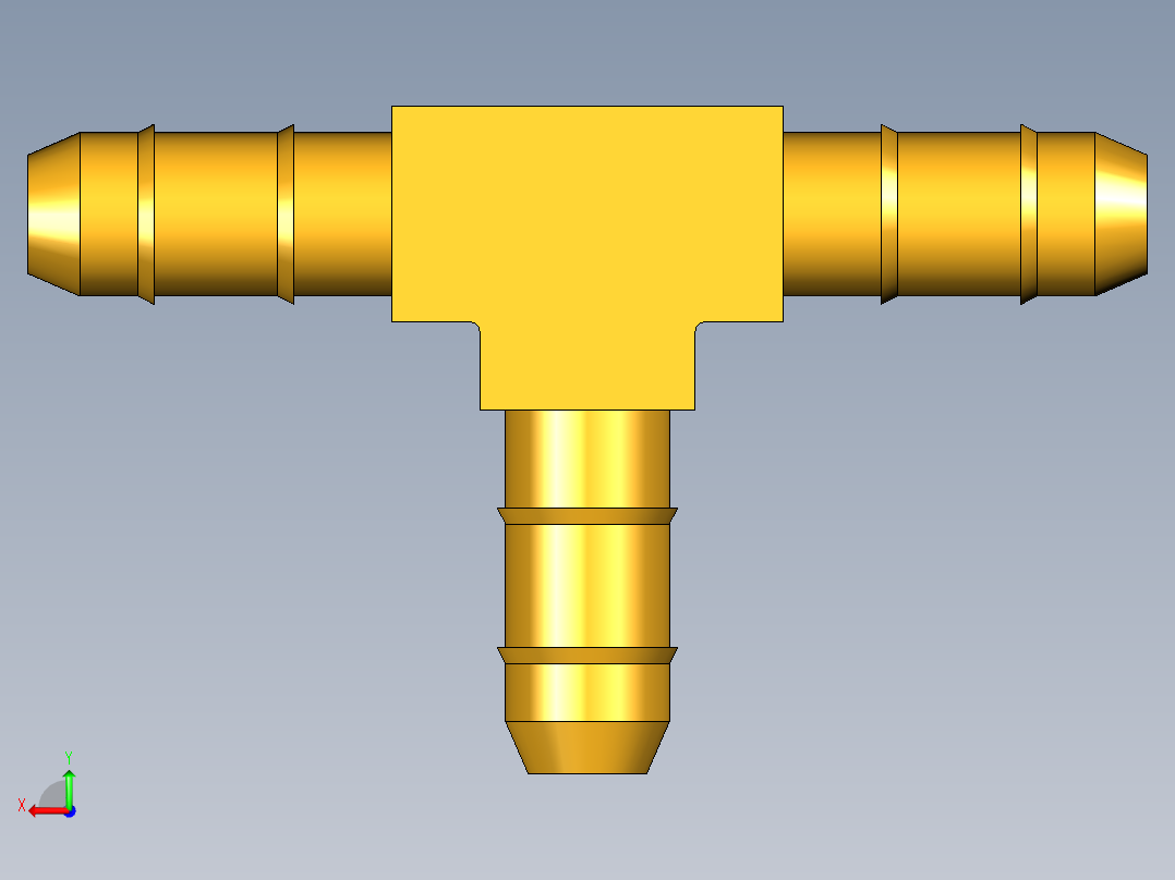 工业通用螺蚊管倒齿式工业硬管接头Union Tee 224-4后视图