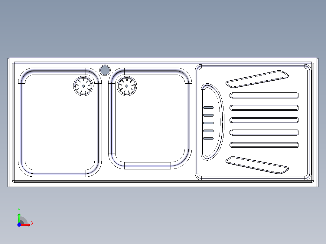 水槽、不锈钢水槽(120)前视图