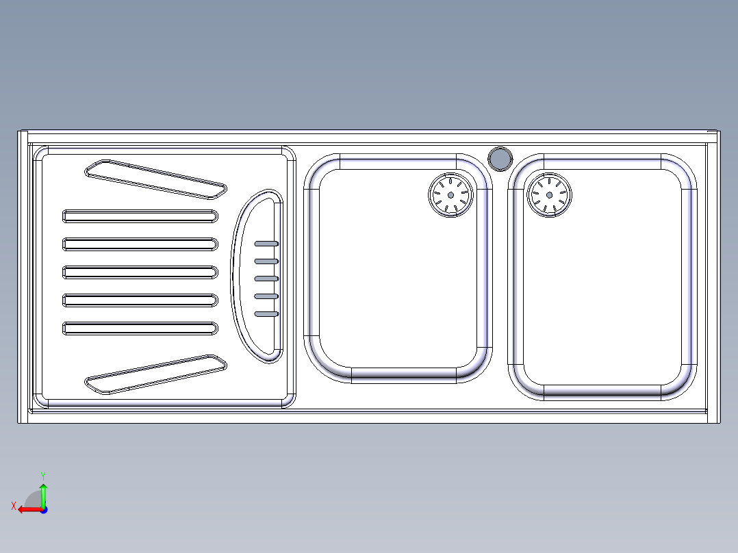 水槽、不锈钢水槽(120)后视图