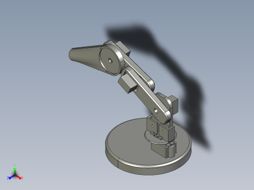 带有磁性夹持器端部单元的3自由度（3-DOF）机器人手臂。