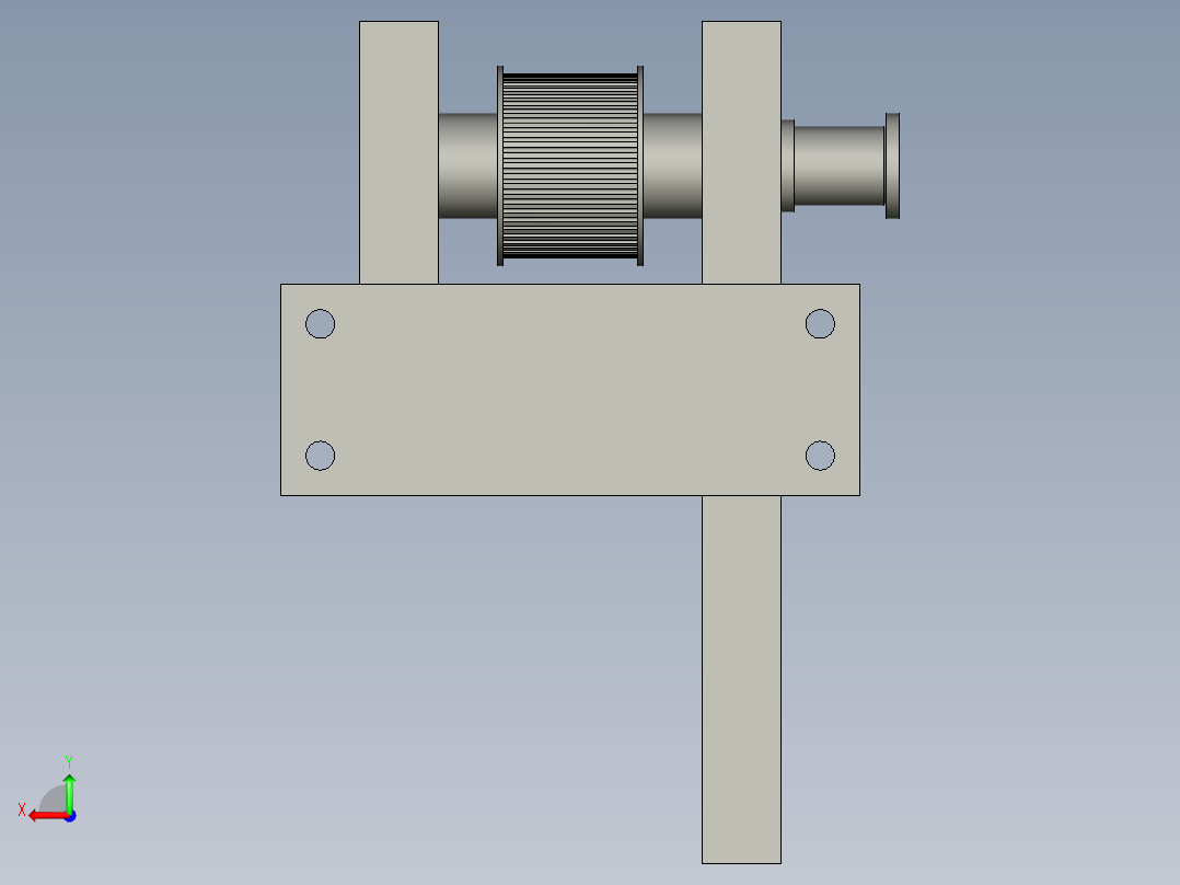 同步带轮轴座装配体2XG1后视图