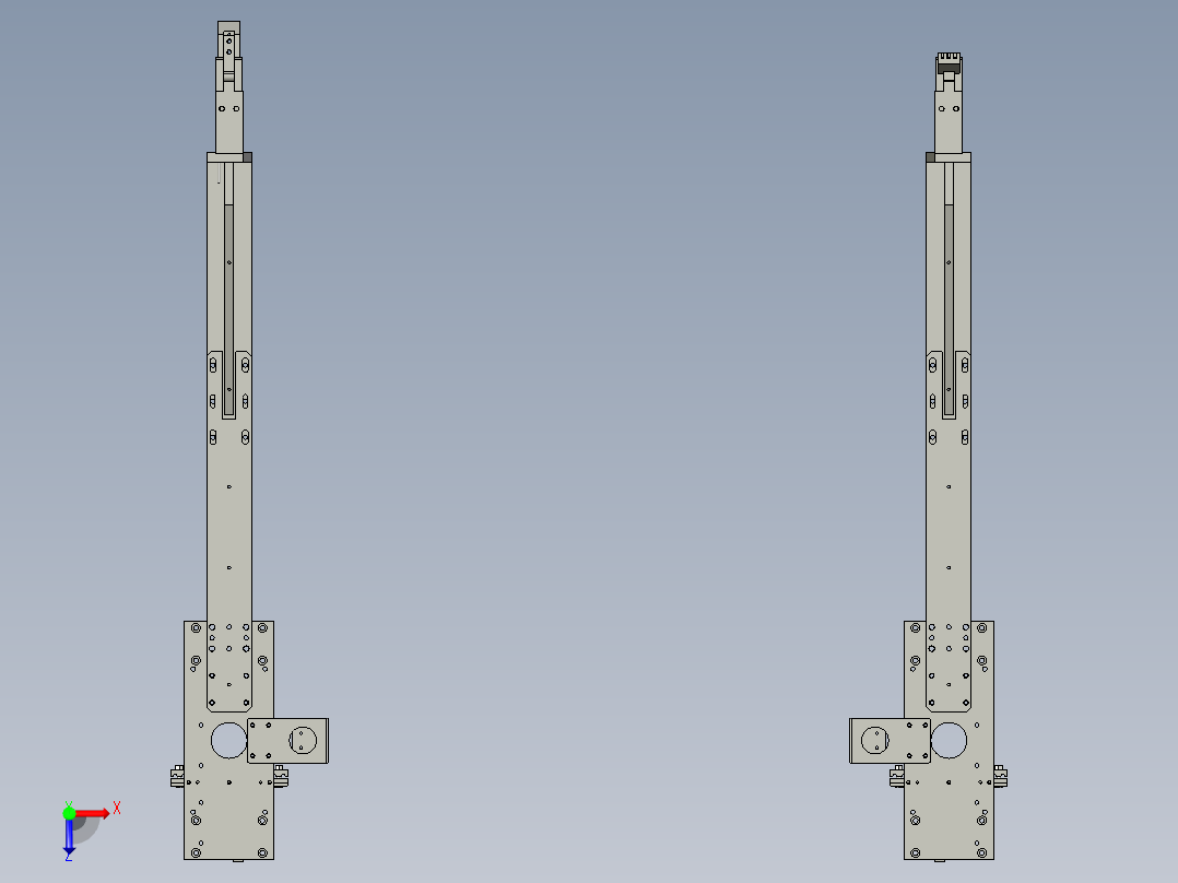 反向下料双夹爪俯视图