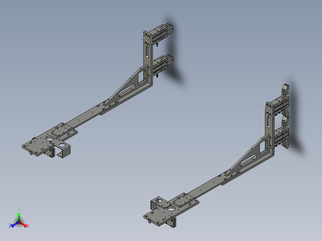 反向下料双夹爪正等轴测图