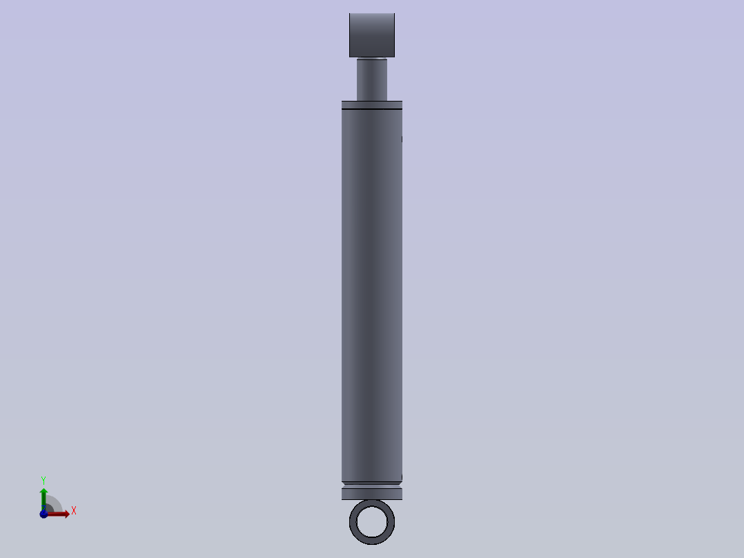 前后安装眼的70x40x403mm焊接式液压缸。前视图