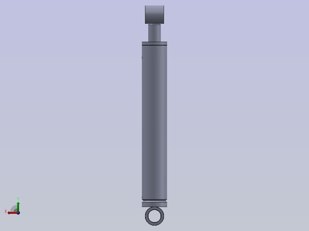 前后安装眼的70x40x403mm焊接式液压缸。后视图
