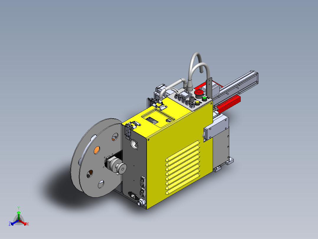 小怪兽贴标签剥离机构sw18可编辑正等轴测图
