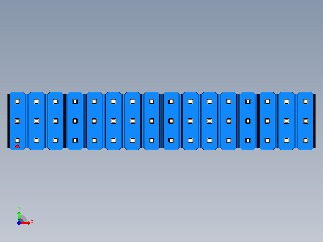 彩色公头100mil（2.54mm）系列-DS1021_blue_3x16p_100mil_Type1_rev1.0前视图
