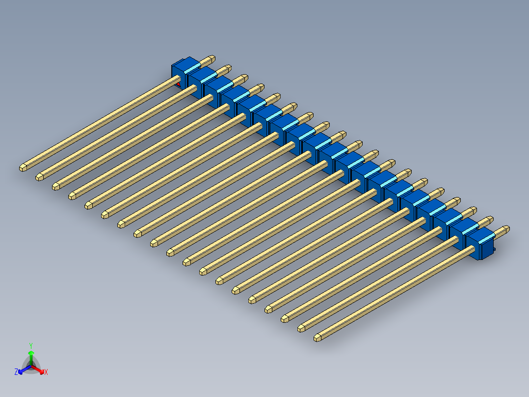 彩色公头100mil（2.54mm）系列-DS1021_blue_1x19p_100mil_Type43_rev1.0主视图