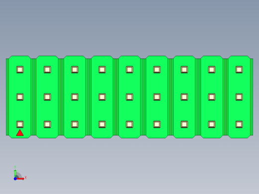 彩色公头100mil（2.54mm）系列-DS1021_green_3x09p_100mil_Type43_rev1.0前视缩略图