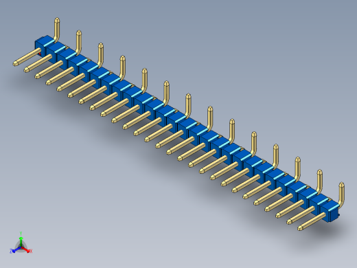 彩色公排针 100mil 2.54mm 系列-DS1022_blue_27p_100mil_Type_SMT_R1_rev1.0正等轴测缩略图