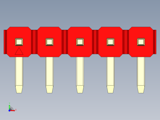 彩色公排针 100mil 2.54mm 系列-DS1022_red_1x05p_100mil_TypeD_rev1.0前视缩略图