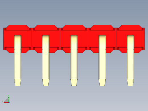 彩色公排针 100mil 2.54mm 系列-DS1022_red_1x05p_100mil_TypeD_rev1.0后视缩略图