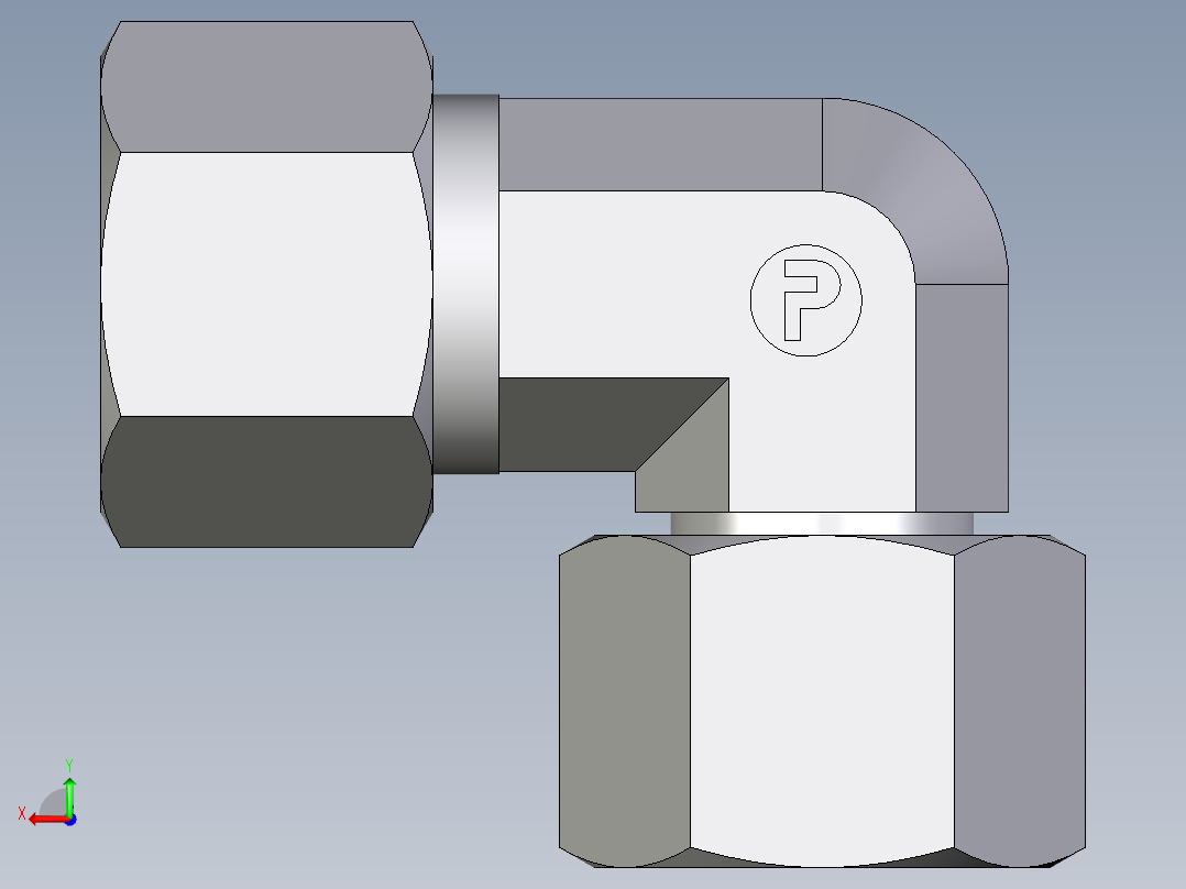 卡套式工业通用硬管接头EO_Swivel_nut_elbow_EW12S71后视图