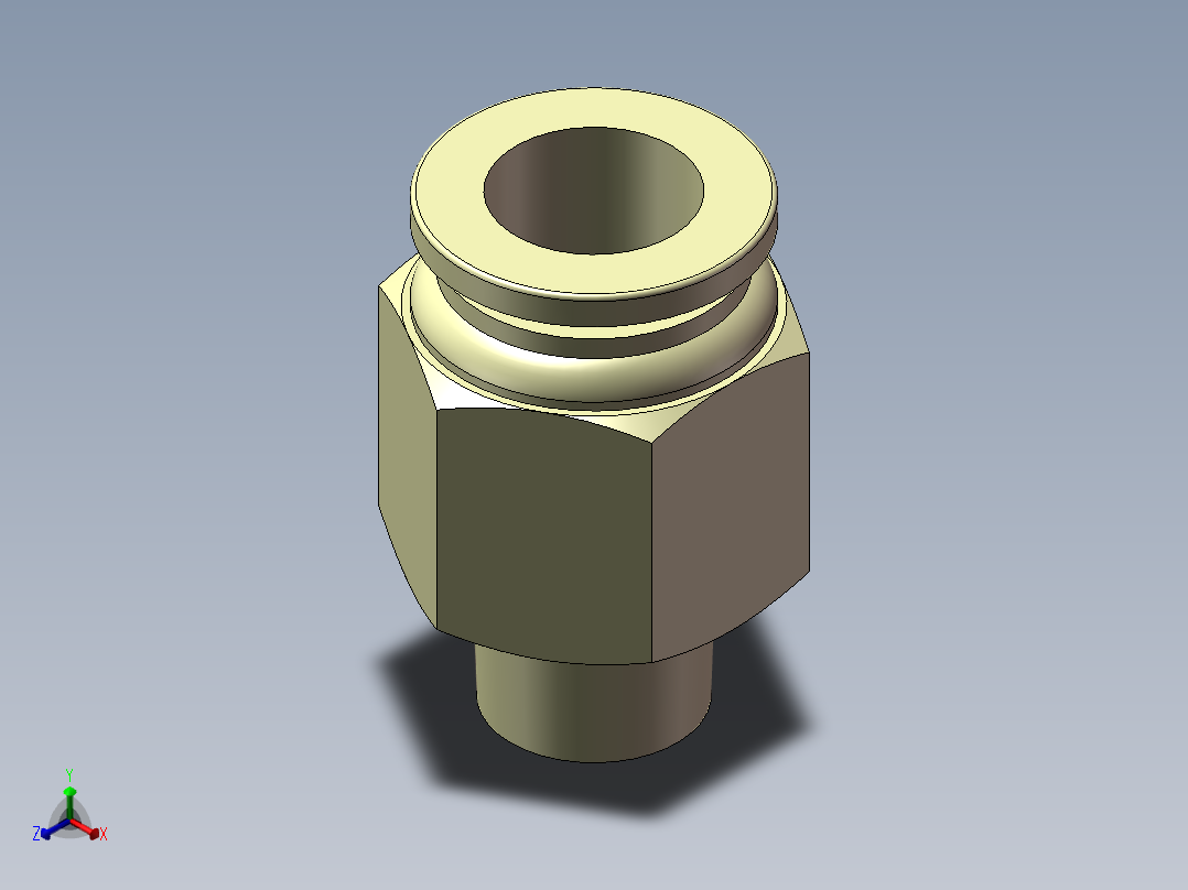 螺纹直通 亿日 EPC12-02正等轴测图