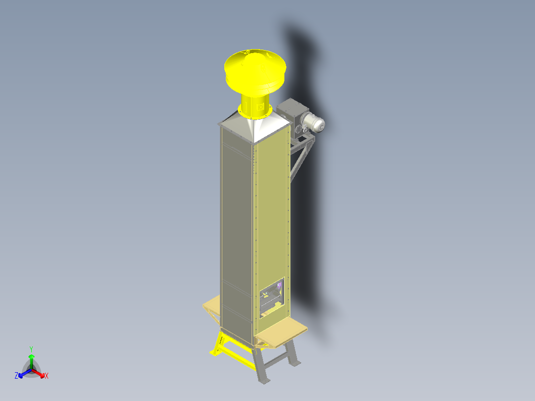 环链垂直连续升降提升机正等轴测图