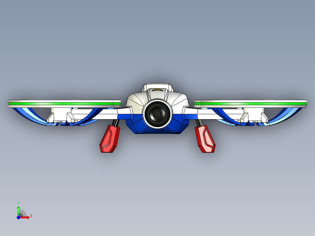 X-Black四轴无人机三维建模图纸前视图